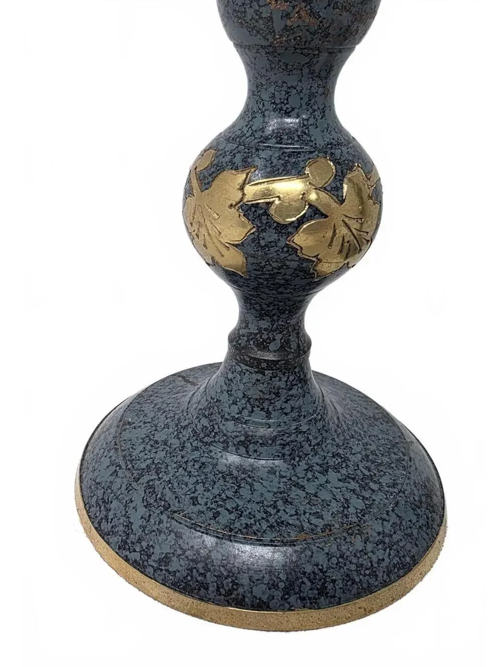 Vintage Solid Brass Candlesticks Pair Blue Finish Grapevine 7.5
